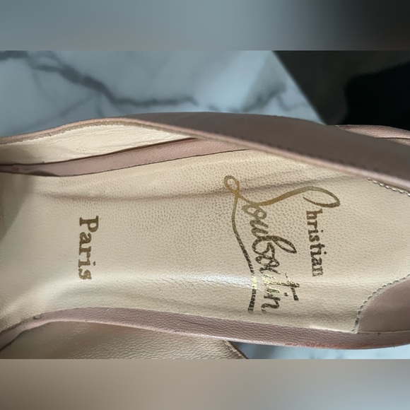 Christian Louboutin Peep Toe Nude Leather Slingback Platform Pumps Size 42 - Picture 3 of 10